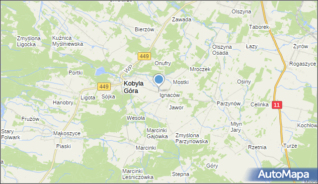 mapa Ignaców, Ignaców gmina Kobyla Góra na mapie Targeo